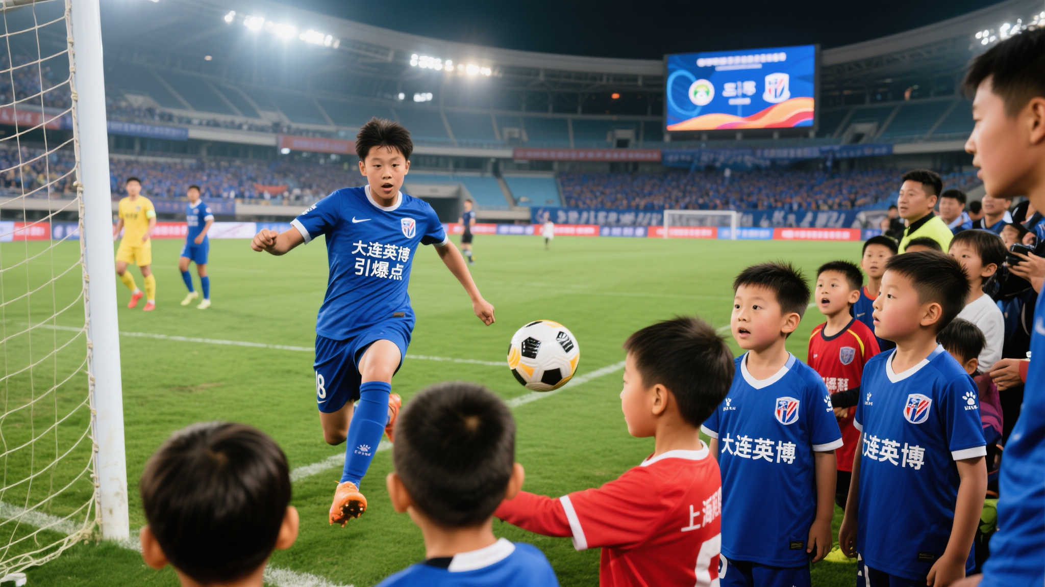 大连英博与上海申花对决点燃小朋友足球热情